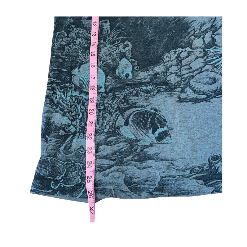 vintage 90s embroidered dolphin single stitch all over print ocean tshirt large - Picture 5 of 10